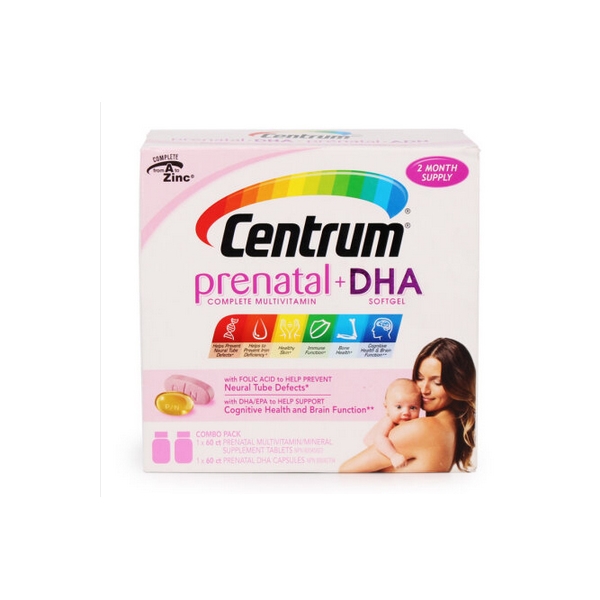 【加拿大直邮】善存Centrum孕妇 复合维生素+DHA套装120粒